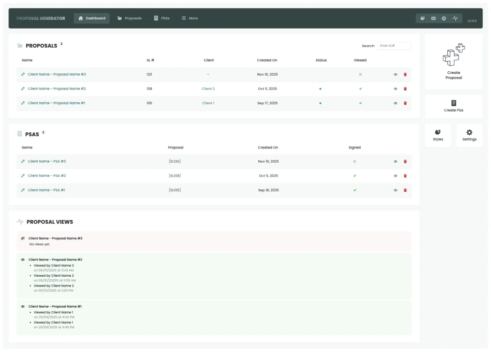 Proposal Generator Main Interface